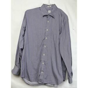 Peter Millar Men's Size Large Purple/Black Striped Long Sleeve Button Up Shirt